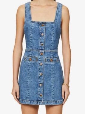 NWOT Reformation Blue Button-Front Denim Mini Dress size 4